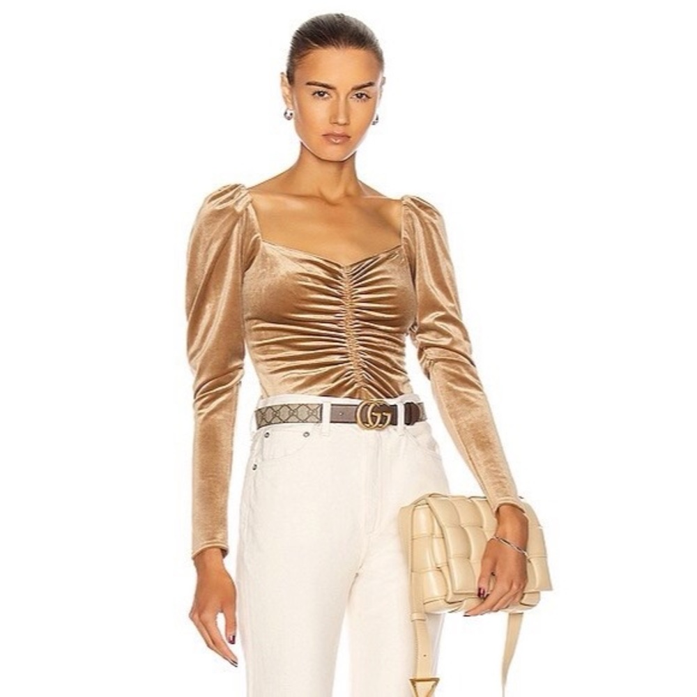 A.L.C Chamberlain Rushed Gold Velvet Long Sleeve